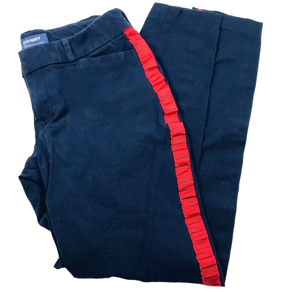 Old Navy Long Pixie Pants In the Navy Blue Red Stripe 8 Mid - Picture 5 of 15